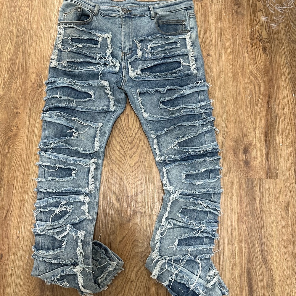 Distressed Skinny Blue Jeans
